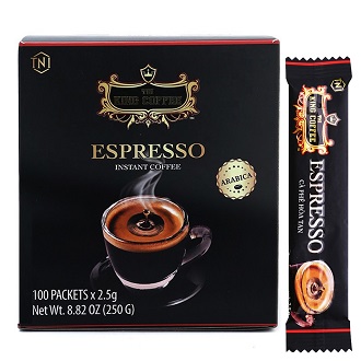 Cà phê hòa tan đen( Không đường sữa) Espresso Hộp 100 gói King Coffee