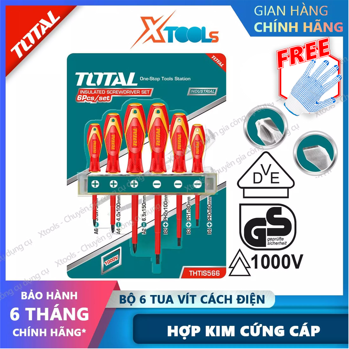 Total thtis566 6 PCs insulation screwdriver set. XTools high strength solid alloy insulation screwdriver set