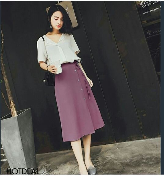 Chân váy chữ A phối nút Anie