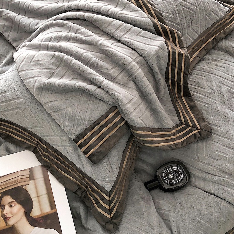 Bộ chăn ga nỉ Hlhome bedding dệt hình thoi siêu mịn