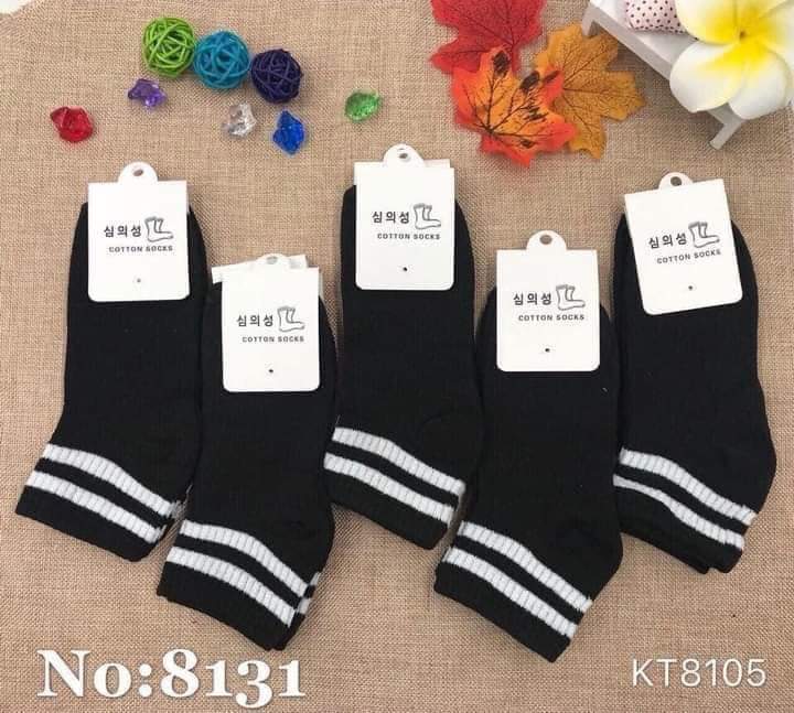 sỉ 5 đôi-10 đôi tất nữ cổ ngắn Hàn Quốc màu đen/ghi/trắng