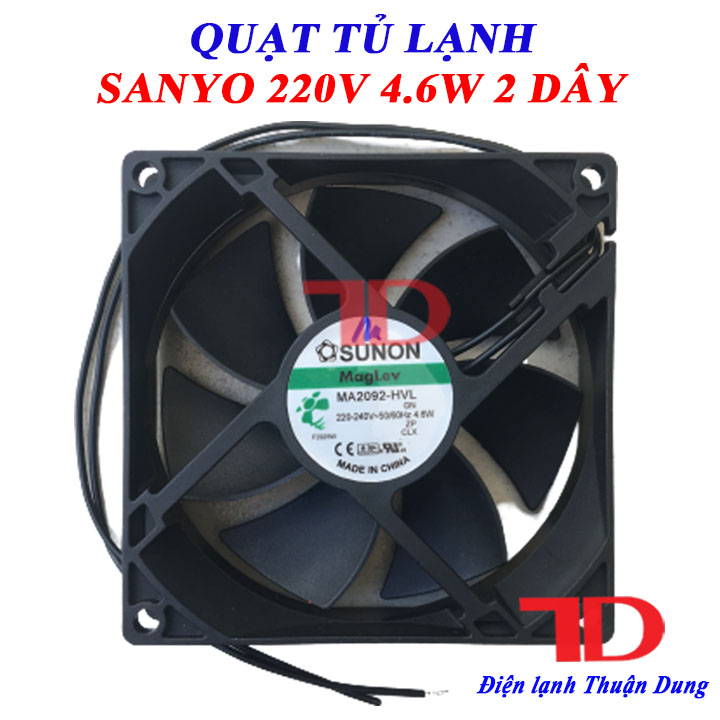 Quạt tủ lạnh SANYO 9x9 cm 220V 4.6W 2 dây