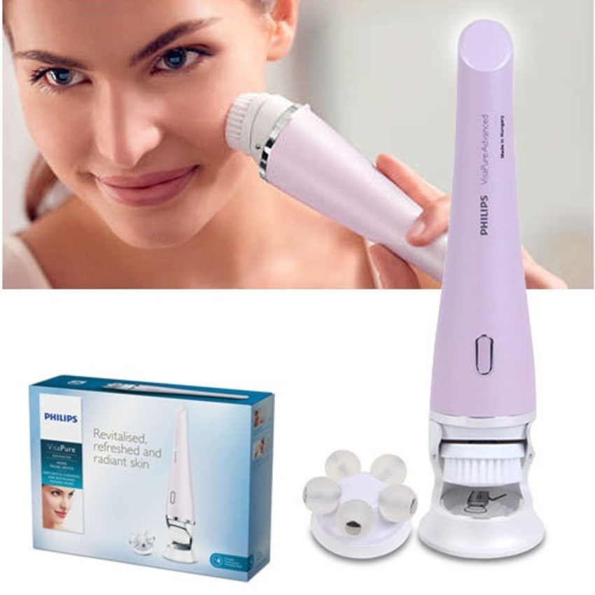 Máy rửa và massage mặt Philips VisaPure Advanced SC5340 màu tím