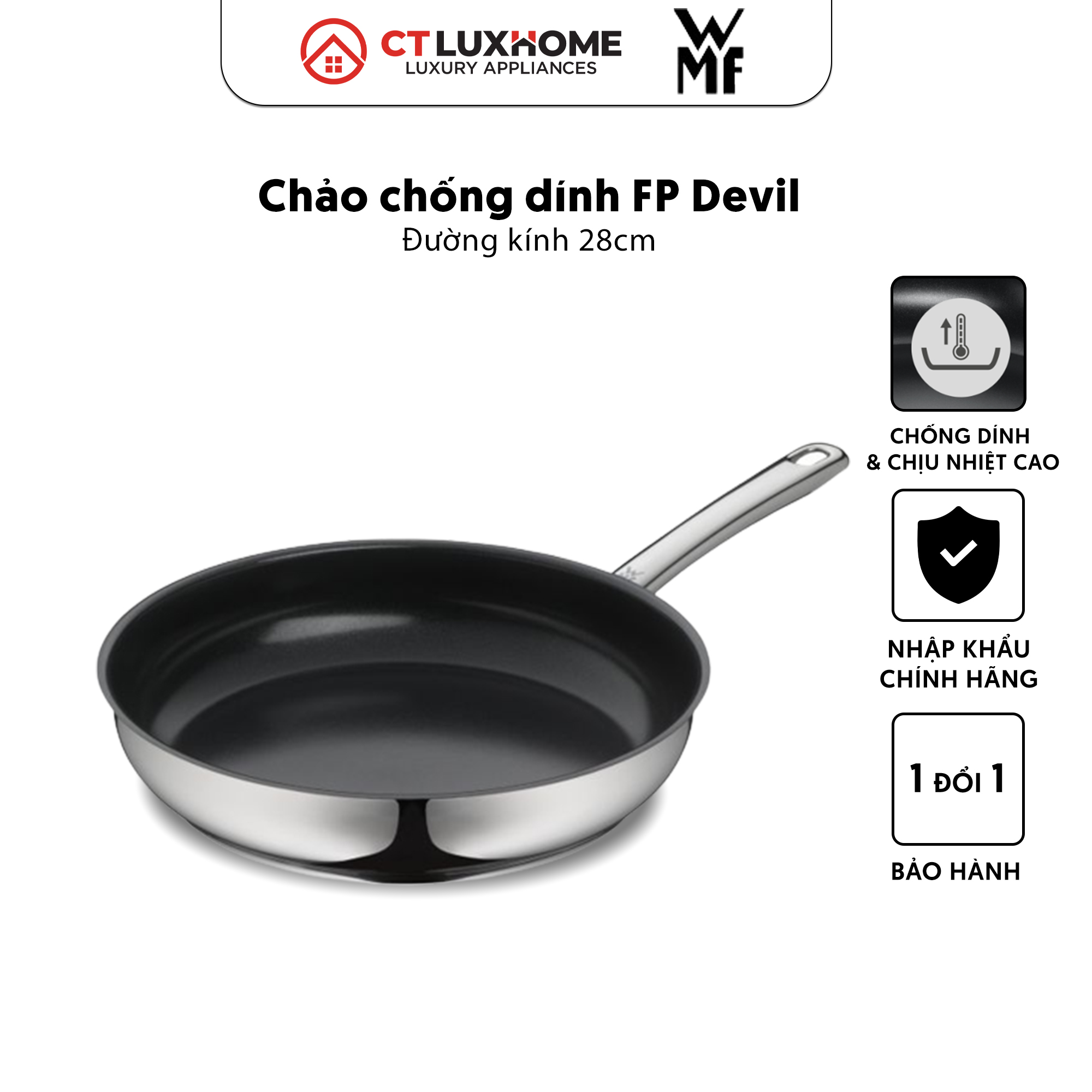 Chảo Chống Dính WMF FP DEVIL 28 CM CERAMIC COATING Tráng Gốm Cao Cấp - 0741486901