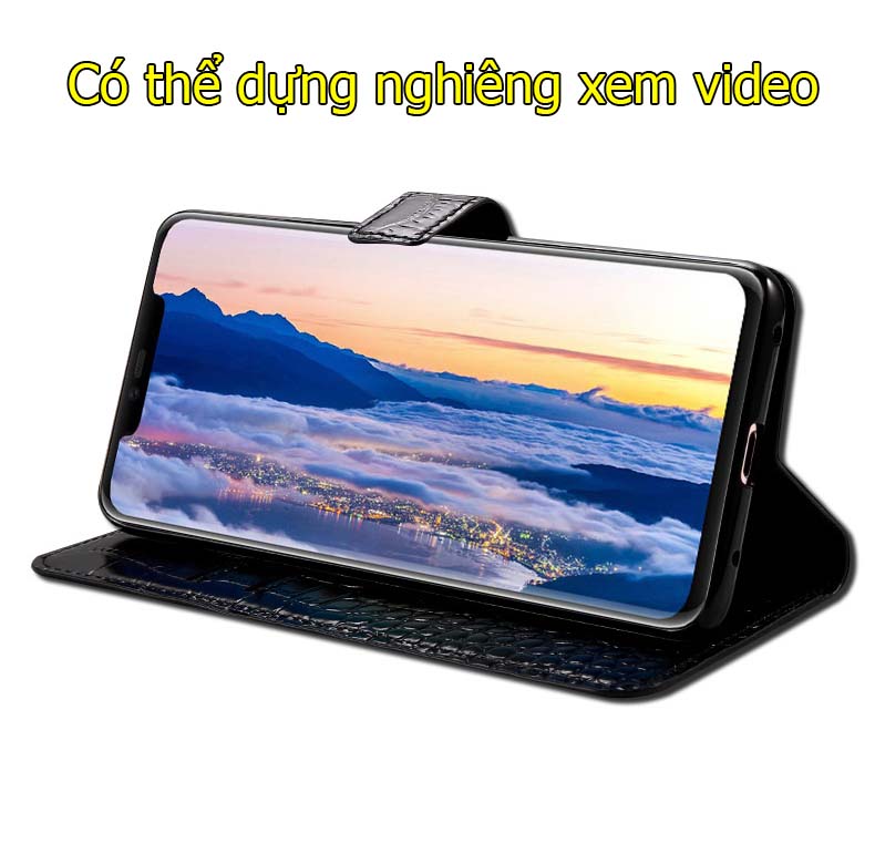 bao da iPhone 14 pro max dạng ví da thật sang trọng