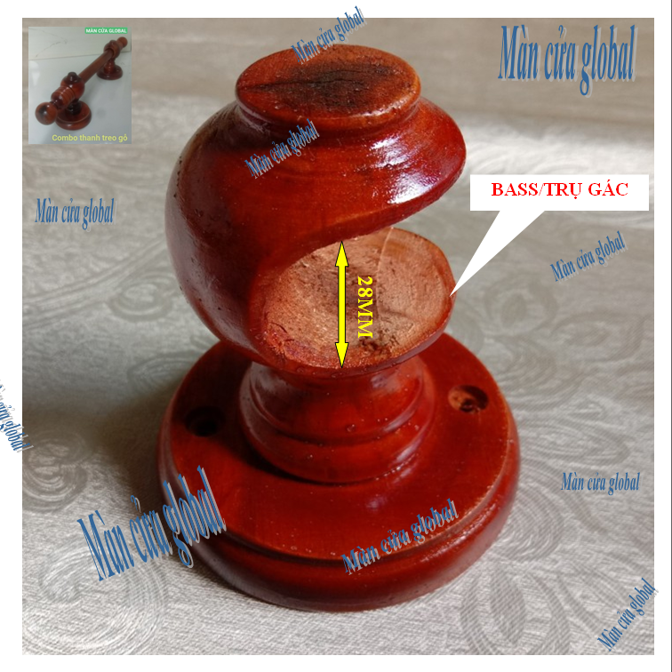 Thanh treo rèm màn cửa gỗ 1.3M