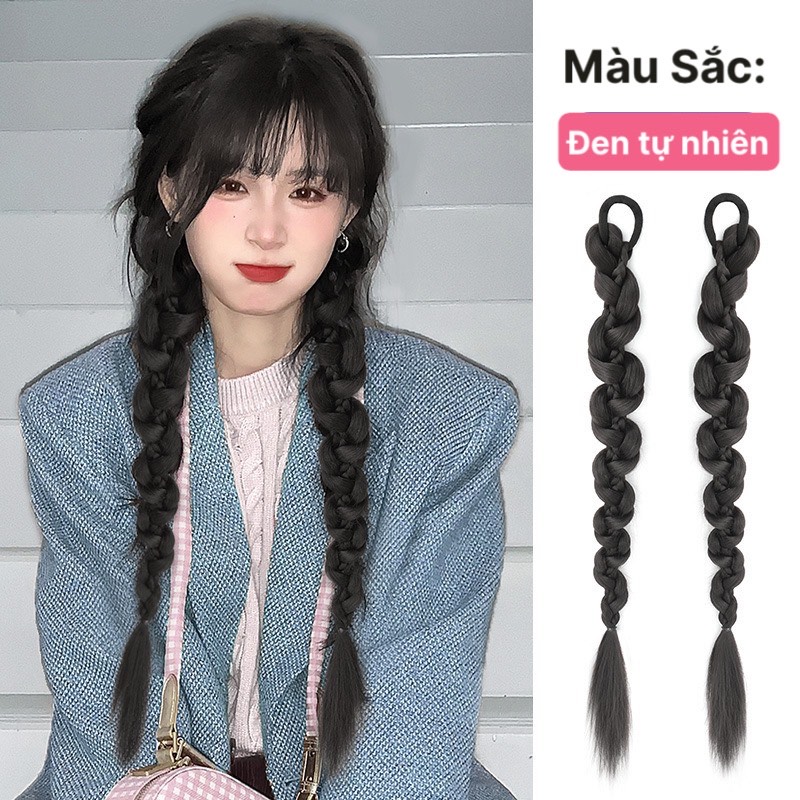 Tóc giả tết bính to 50cm phong cách năng động qiqishop
