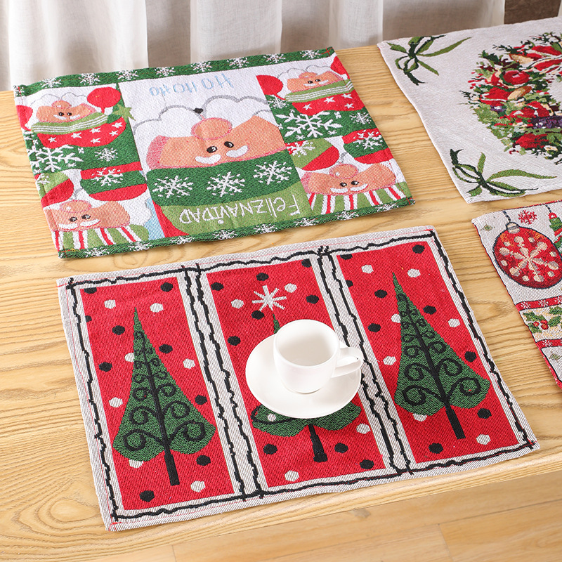 Miếng lót ly Tấm lót bàn ăn khăn runner họa tiết dày dặn dễ thương trang trí Noel Giáng Sinh