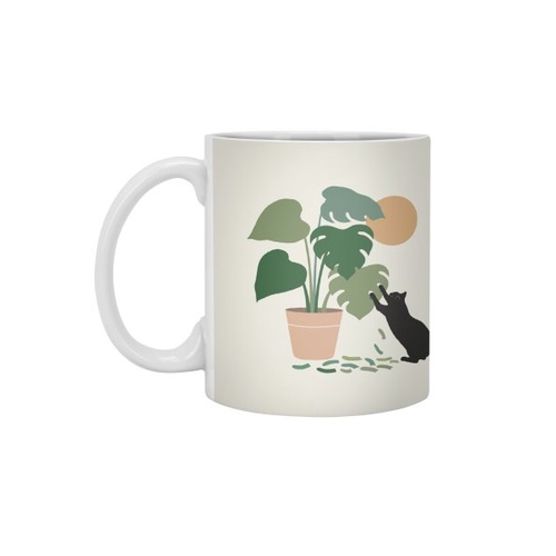 Ly cốc sứ cao cấp hình cat and plant 13: the making of monstera