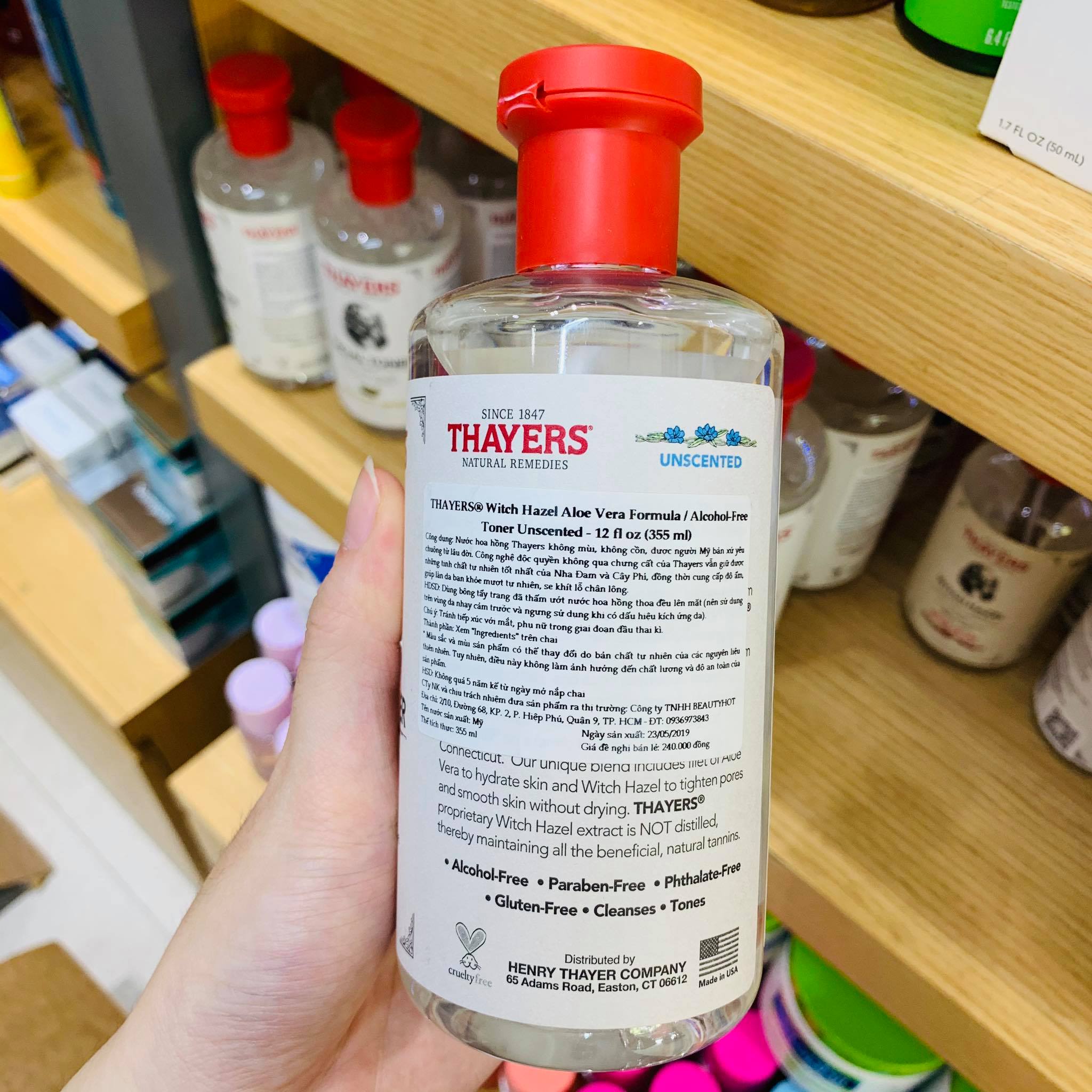[HCM]Nước cân bằng Thayers Alcohol-Free Unscented Witch Hazel Toner ( 355mL )