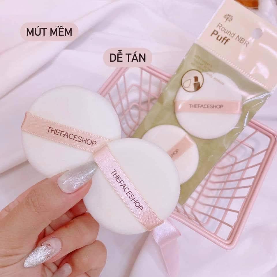 Bông Tán Phấn Round Rubber Puff The Face Shop (Bông tròn phủ phấn khô )