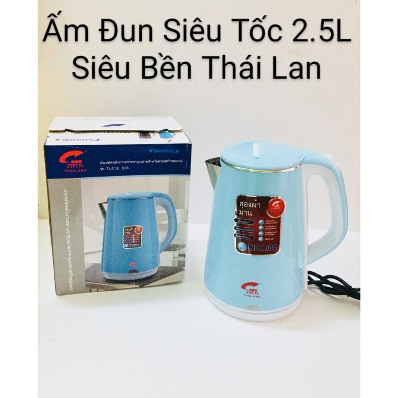 [HÀNG CHÍNH HÃNG] ẤM SIÊU TỐC THÁI LAN 2,5L, 2 Lớp Đun Sôi Nhanh