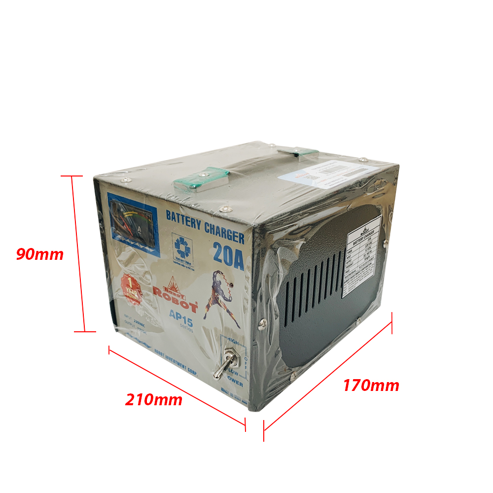 MÁY SẠC ẮC QUY ROBOT TĂNG GIẢM 20A (12V, DÂY NHÔM)