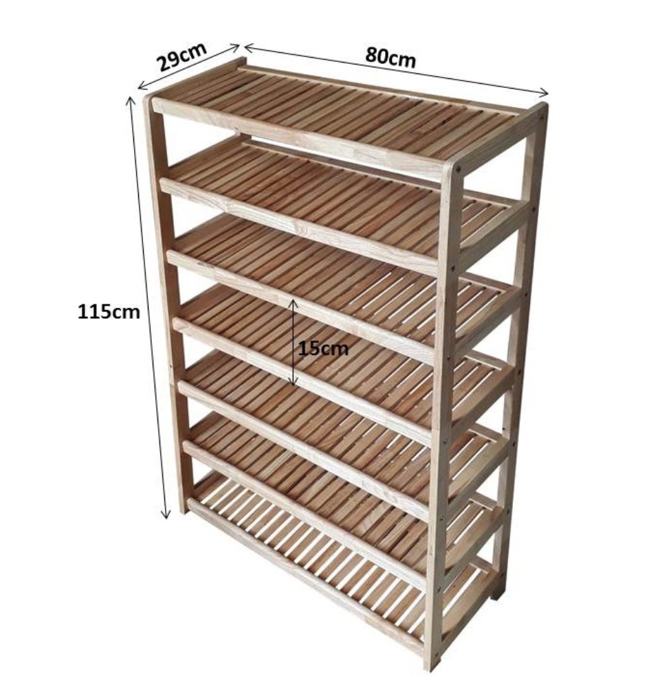[HCM]Kệ dép gỗ 80cm - 7 tầng