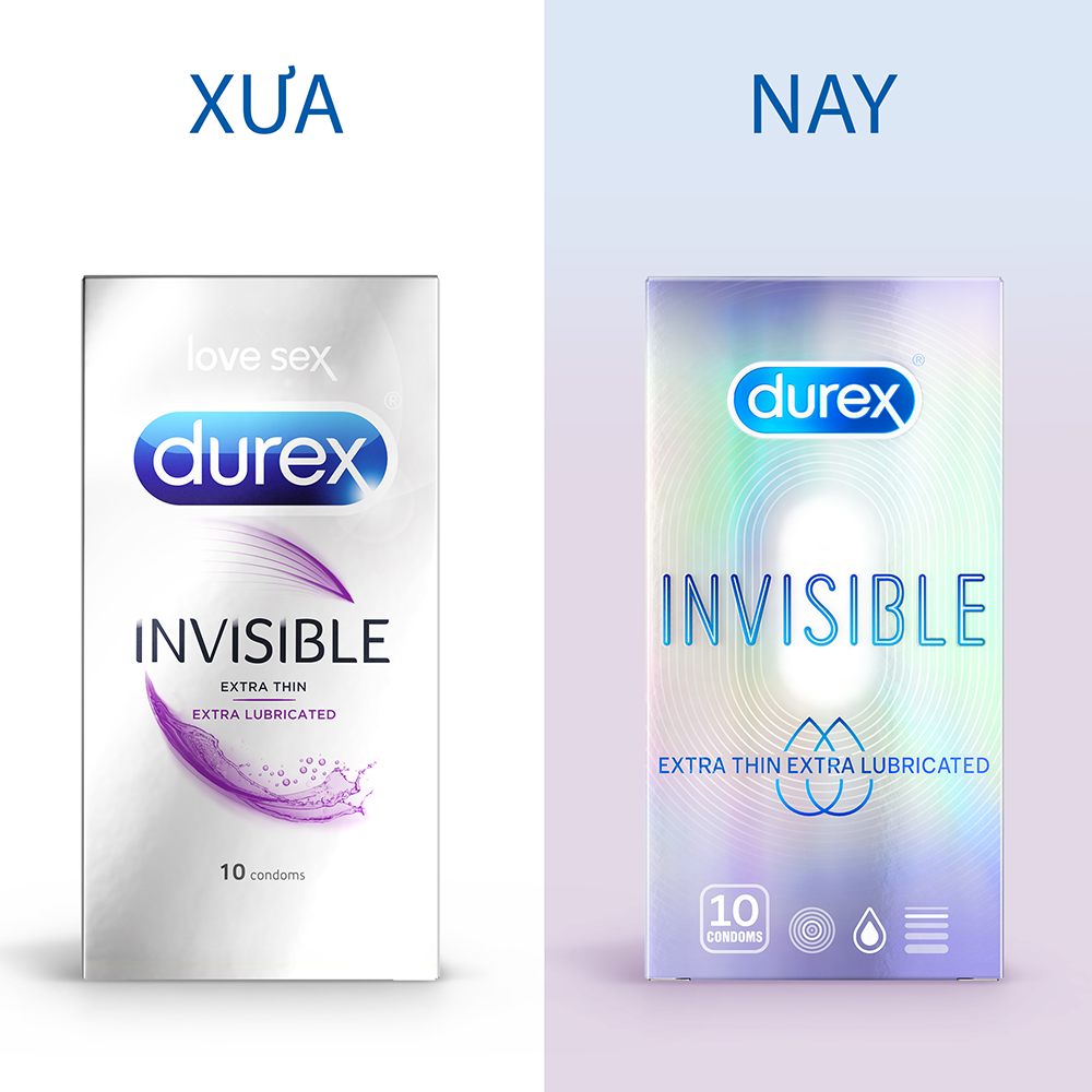 Bao cao su Durex Invisible Extra Thin Extra Lubricated 1 Hộp 10 Bao ( New )