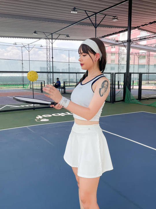 Áo croptop thể thao nữ Fitme GOC phối viền hỗ trợ tập gym pickleball chất liệu thun co giãn thoáng khí ACPV01