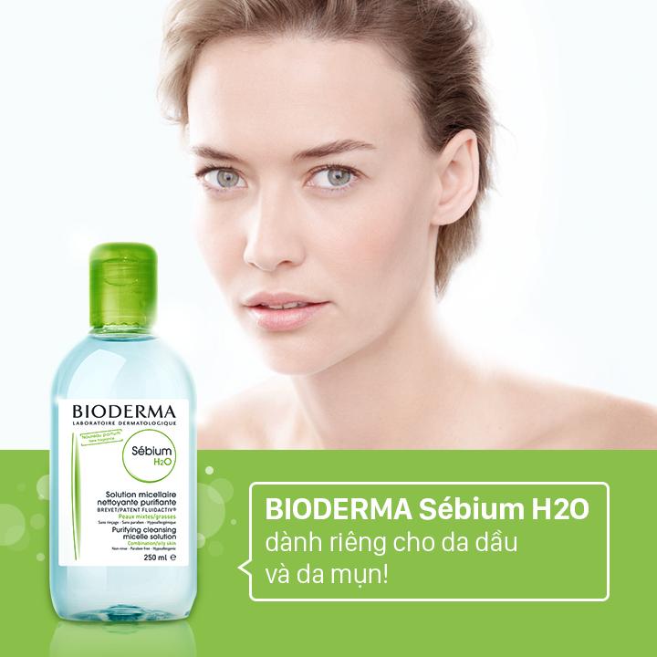 [100ml-500ml] Nước Tẩy Trang Dành Cho Da Dầu Và Da Hỗn Hợp Bioderma Sebium H20 Solution Micellaire