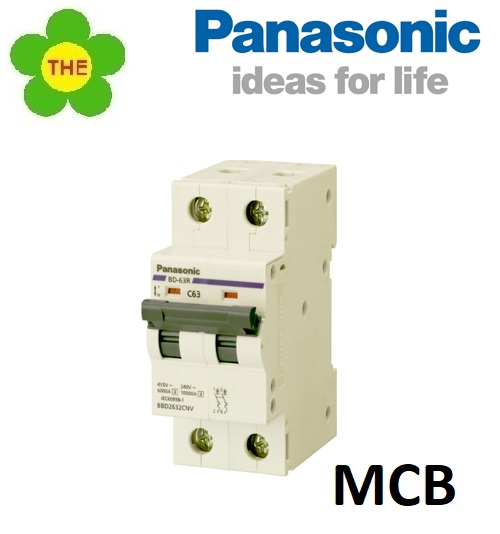 PANASONIC - MCB CẦU DAO Tự động bảo vệ quá tải và ngắt mạch MCB 2P - 6A/10A/16A/20A/25A/32A/40A/50A/63A/80A/100A ( BBD2062CNV/BBD2102CNV/BBD2162CNV/BBD2202CNV / BBD2252CNV / BBD2322CNV / BBD2402CNV / BBD2502CNV / BBD2632CNV / BBD2082 / BBD210021C