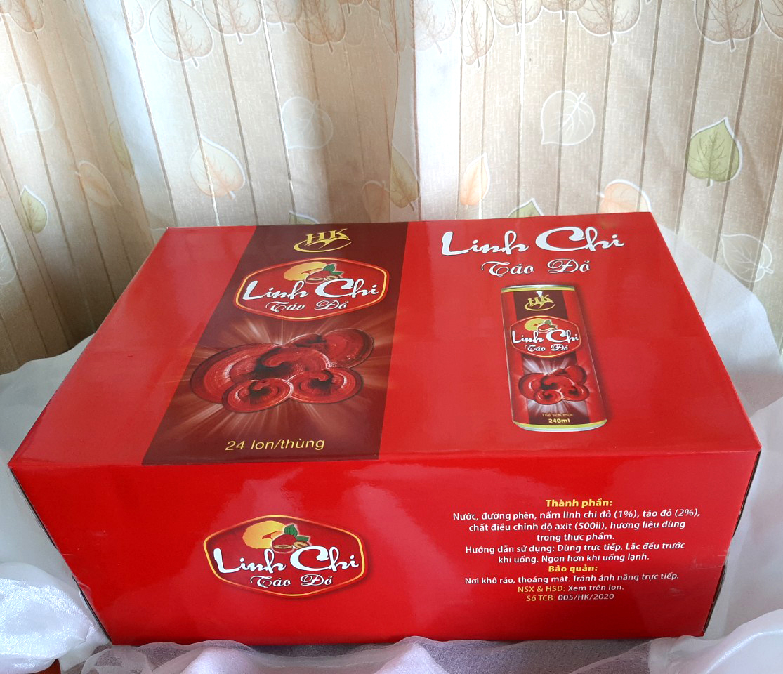 Nước Linh Chi - Táo Đỏ (Thùng 24 lon x 240ml)