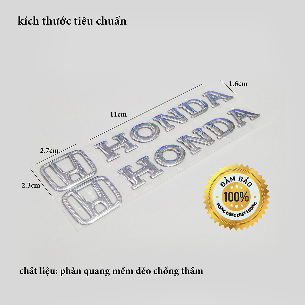 Cặp tem Honda 3D Nổi - HD Bạc