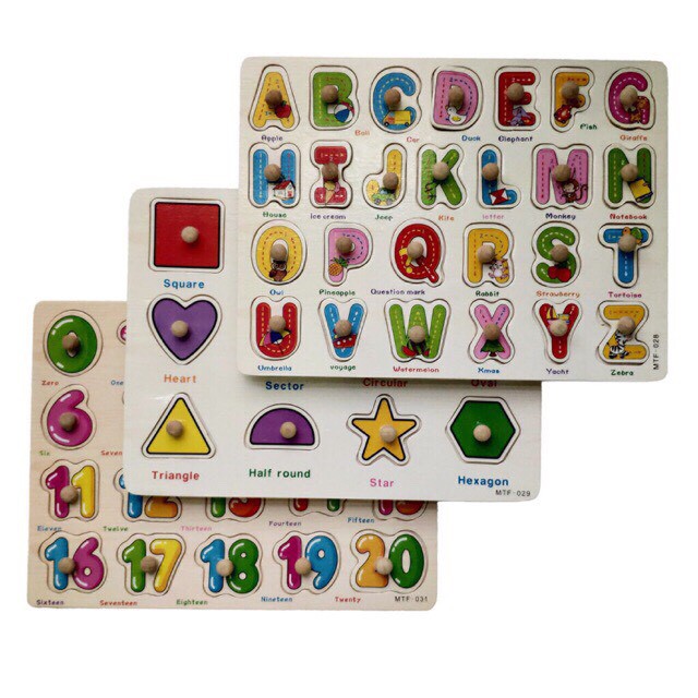 Bảng Ghép Hình Núm Gỗ Loại 20x30 cm Nhiều Chủ Đề (Chọn Mẫu) - Hàng đẹp y hình