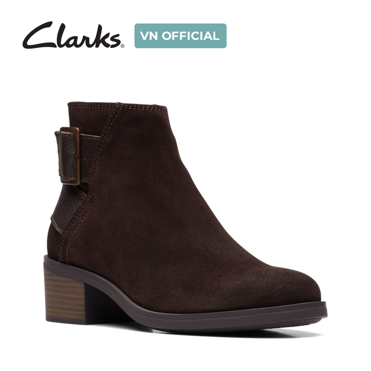 Giày Bốt Cao Gót Da Lộn Nữ Clarks - Memi Buckle