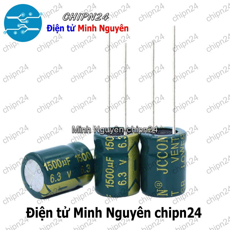 [5 con] (F276) Tụ hóa 1,500uF 6.3V Xanh Lá (10x13mm) (1500uF 6.3V) (Tần số cao) - HH005823
