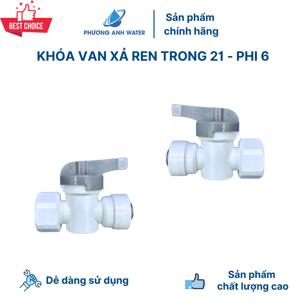 Khóa van xả tay ren ngoài và ren trong 21 ra dây 6 và dây 10 máy lọc nước