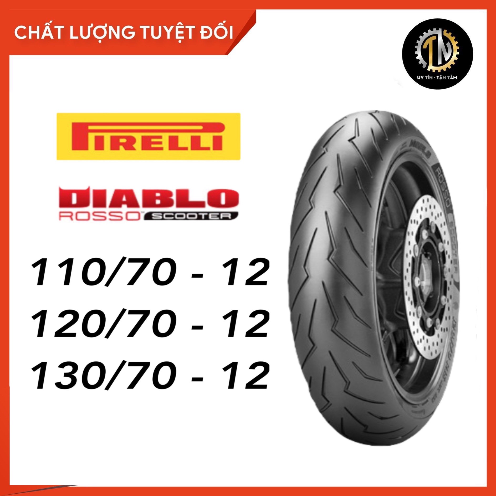 Vỏ Pirelli Diablo Rosso Scooter size 12 chính hãng đủ size TẶNG áo thun