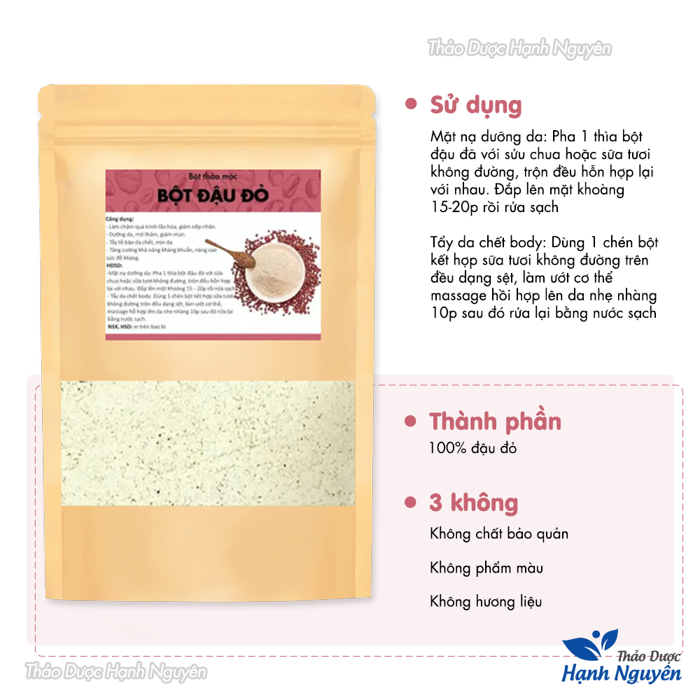Bột đậu đỏ 100g, nguyên chất, đậu đỏ đã rang thơm, pha uống, đắp mặt nạ dưỡng da, trắng mịn
