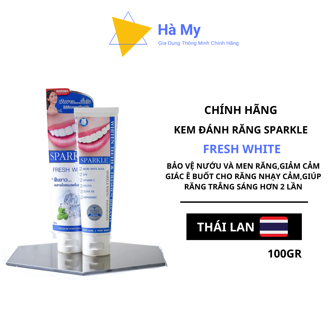 Kem Đánh Răng Thái Lan Sparkle Fresh White 100Gr Siêu Trắng Răng