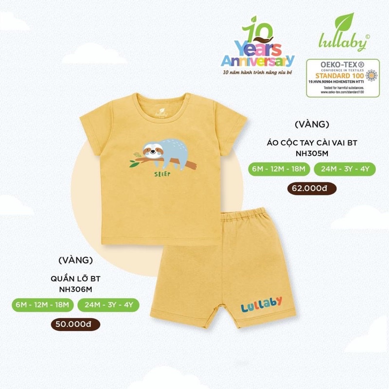 [LULLABY 2022] Bộ Cộc tay bé trai cotton (Sz 6m-4y)