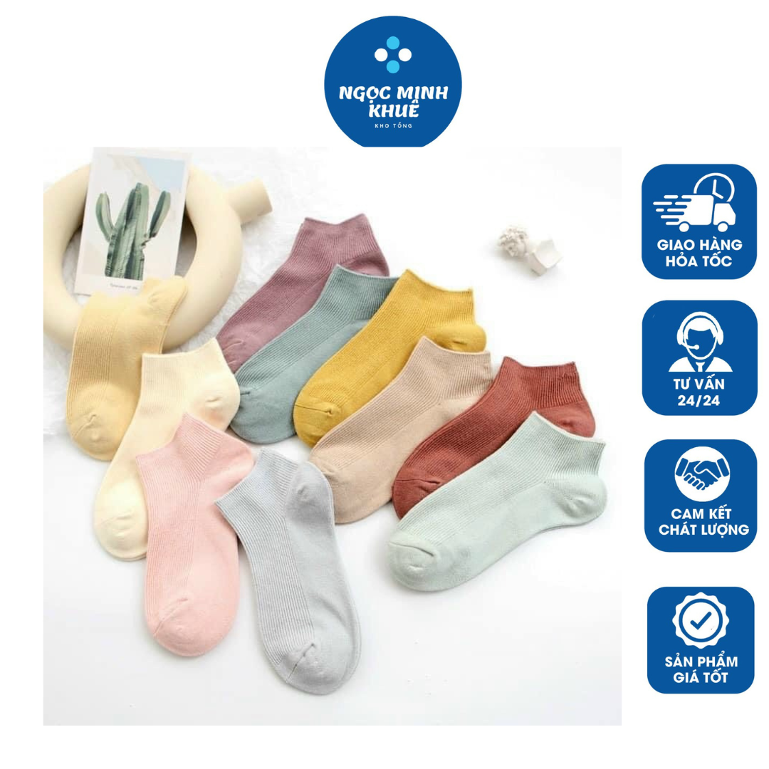 Set 10 đôi tất len gân nữ co dãn tốt bền đẹp