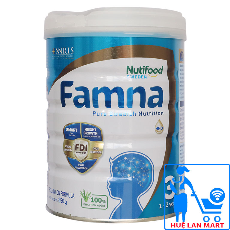 Sữa Bột Nutifood Famna số 3 hộp 850g từ 1-2 tuổi, bé cao lớn, thông minh