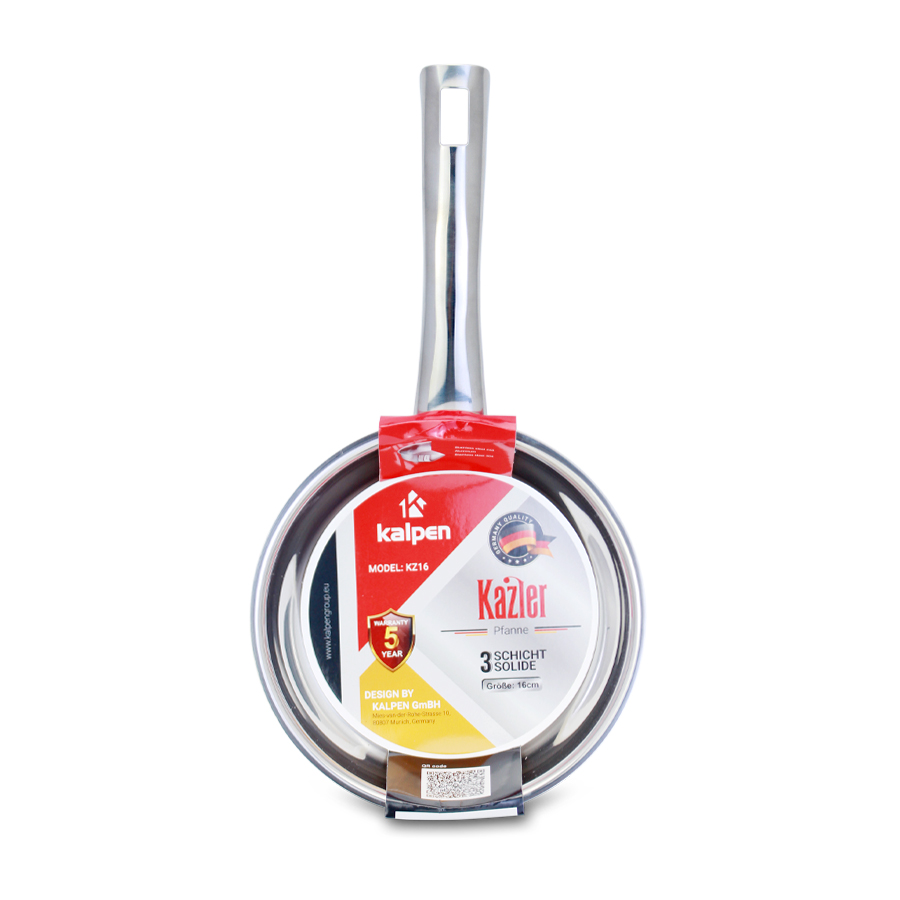 Chảo Inox 3 lớp đúc liền khối Kalpen Kazler 16cm đáy từ chuẩn Đức, bảo hành 5 năm