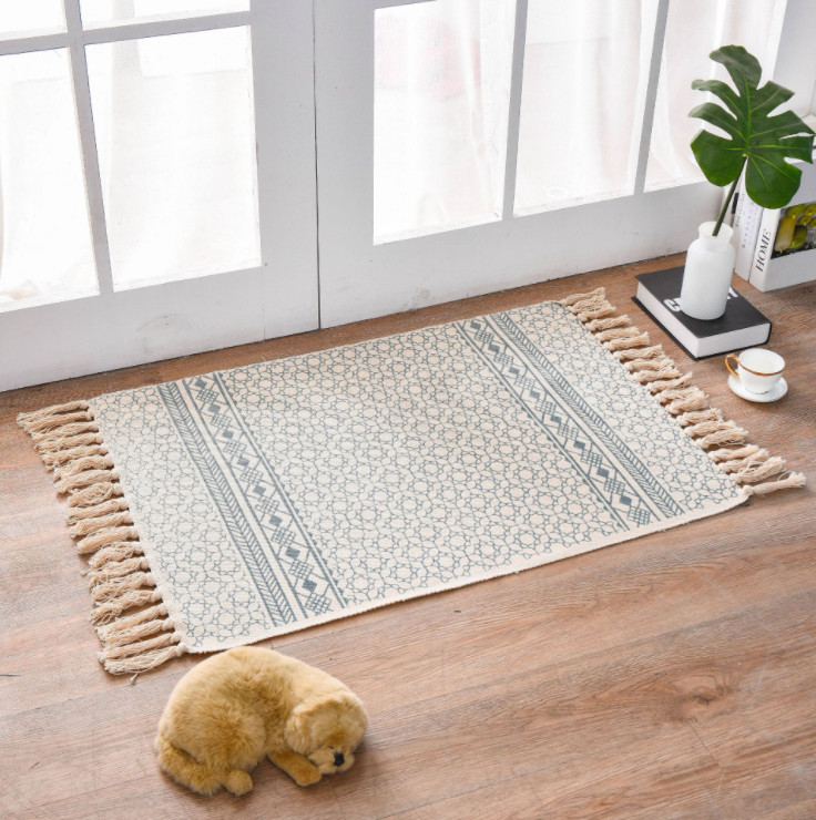 [NHIỀU MẪU] Thảm chùi chân - Thảm trải sàn tua rua họa tiết thổ cẩm phong cách vintage 60x90cm