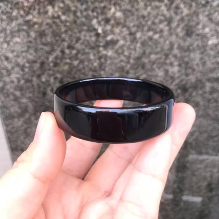 [HCM]VÒNG TAY BẢN LIỀN VUÔNG ĐÁ MÃ NÃO ĐEN CÓ NI TỪ 50-56