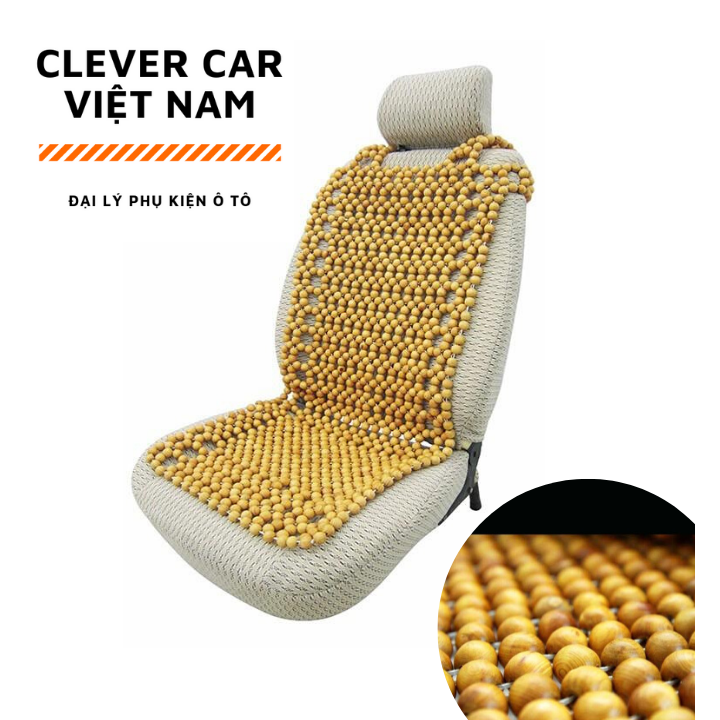 [FLASHSALE] Lót ghế ô tô hạt gỗ bền đẹp - Hạt gỗ tự nhiên được tiện tròn đều và đục lỗ bằng máy