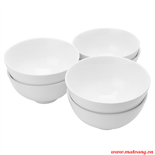 Set 10 chén cơm sứ trắng trơn