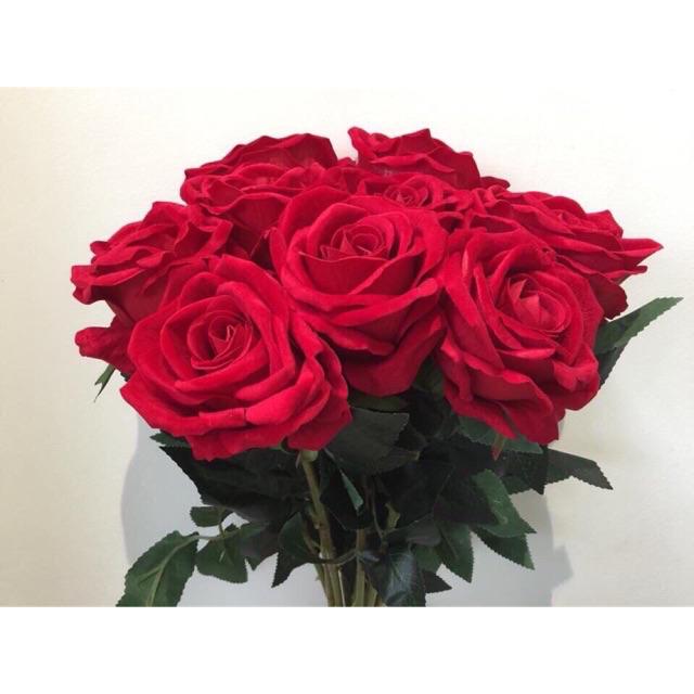 Cành hoa hồng nhung 1 bông cao cấp (50cm)