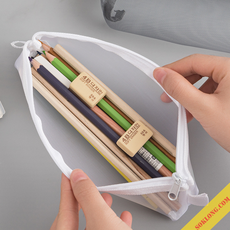Túi bút dạng lưới xuyên thấu đa năng- bóp viết có khoá kéo đựng dụng cụ học tập, đồ trang điểm- THuận tiện, sạch sẽ, gọn hàng, khóa kéo chắc chắn, dễ làm sạch- Mango House shop - túi lưới, bóp viết, hộp bút, hộ