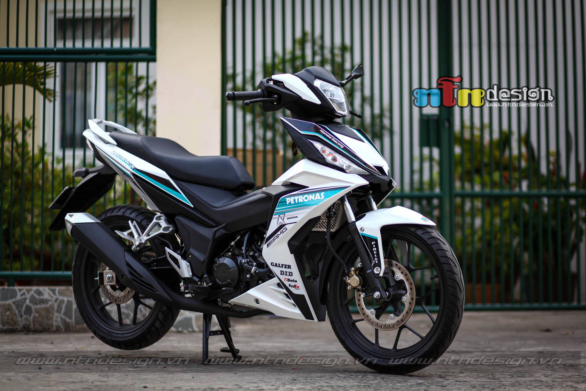 Tem rời dán xe winner v1 mẫu petronas xanh trắng cực hot, hàng 3 lớp chất lượng cao