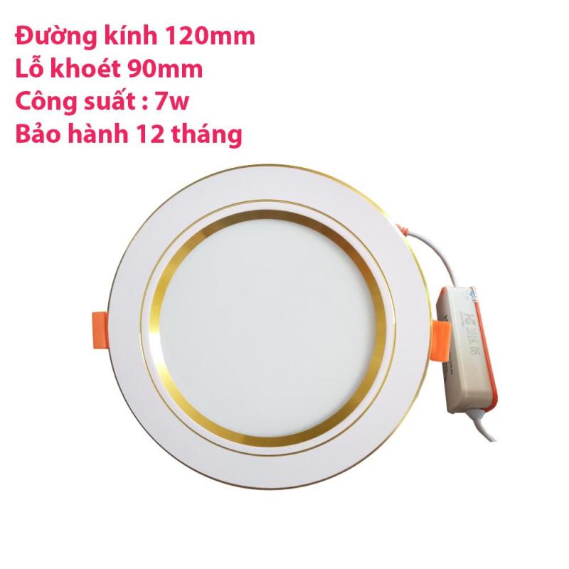 Combo 16 đèn led âm trần viền vàng 7w 2 màu 3 chế độ (trắng –vàng ấm – vàng nắng)