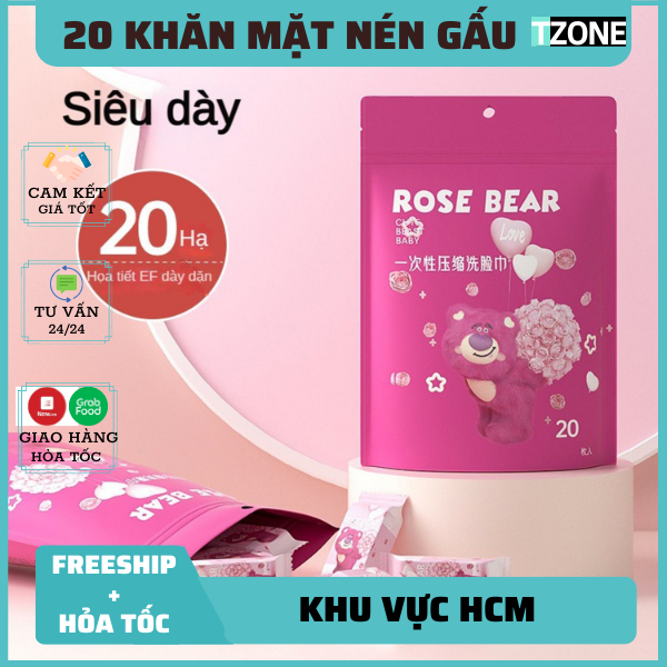 (HCM) Bịch 20 khăn giấy nén gấᴜ dâu dễ thương