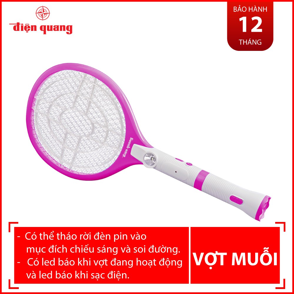 Bộ vợt muỗi Điện Quang ĐQ EMR05L ( Trắng - hồng)