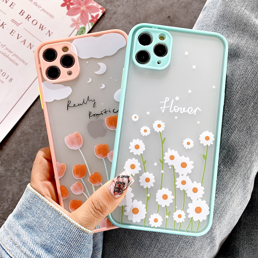 Ốp Lưng Nhám Chống Sock, Va Đập Bảo Vệ Camera Flower Romantic