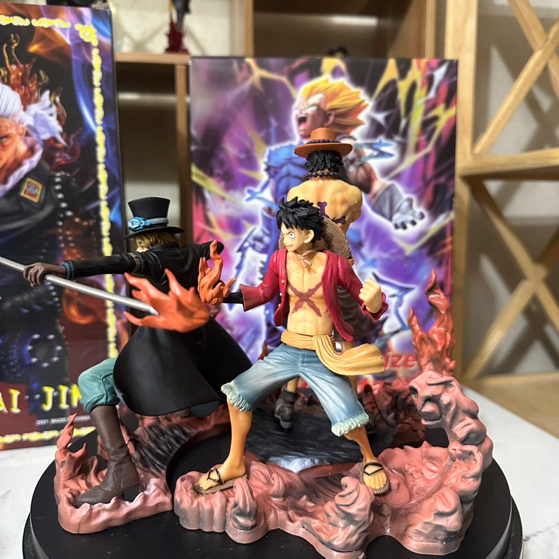 (Mô hình One Piece) Set 3 Mô hình ASL Ace - Sabo - Luffy hiệu ứng lửa 14-17cm