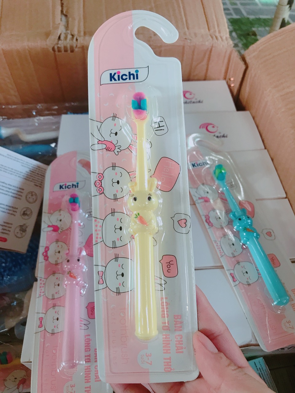 Bàn chải đánh răng trẻ em sợi tơ Kichi siêu mềm