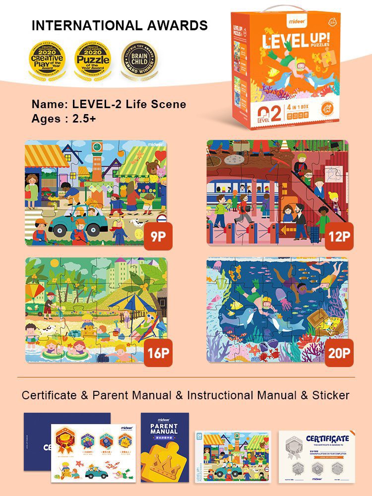 Bộ Xếp Hình Mideer Nâng Cao Advanced Puzzle 7 Cấp Độ - MIDEER