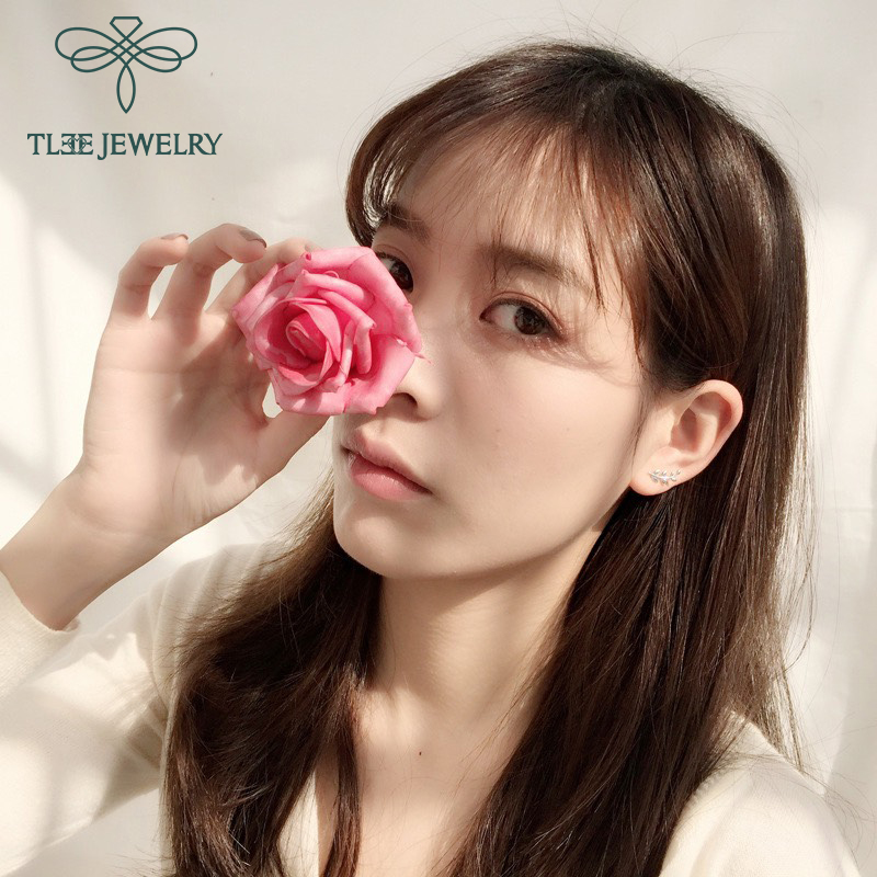 Khuyên tai bạc nữ TLEE lá lệch basic cá tính TleeJewelry B0191